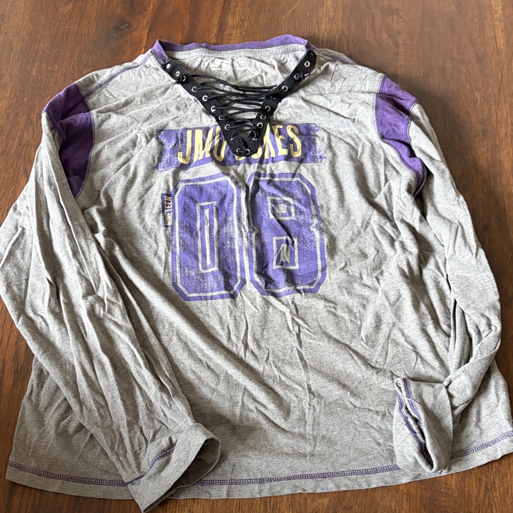 James Madison University Oversized JMU Lace-Up Graphic Long Sleeve Top